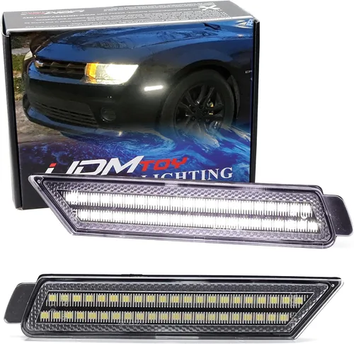Miniatura 12 de iJDMTOY Lente ahumada 27-SMD ámbar Full LED delantero parachoques lateral kit de luz de marcador compatible con Chevy Camaro 2010-15 reemplazar OEM