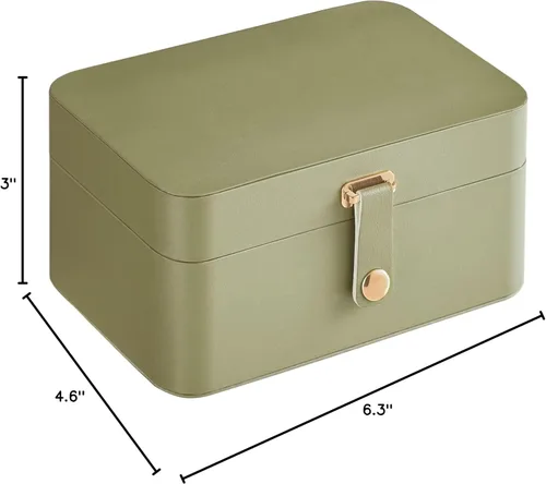 Miniatura 31 de SONGMICS Caja organizadora de joyas, estuche de viaje de 2 capas para aretes, collares, pulseras, almacenamiento portátil de joyas con gran Verde