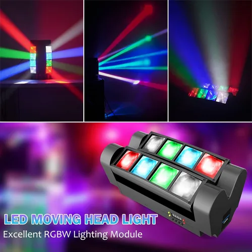 Miniatura 6 de BETOPPER Luz de escenario, luz de DJ de cabeza móvil para fiestas, luz LED de araña RGBW de 8 x 3 W, activada por sonido y control DMX-512