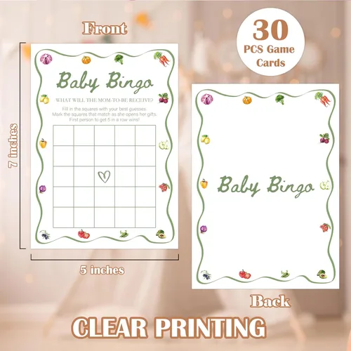 Miniatura 2 de Juegos de baby shower cultivados localmente, juego de bingo para bebés de Farmers Market para 30 invitados con tarjetas de juego, suministros