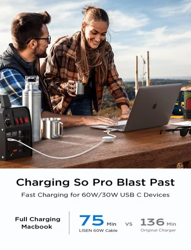 Miniatura 8 de LISEN Cable de carga retráctil 5 en 1, cable de carga múltiple de 60 W con puertos USB-C/A/L, cargadores retráctiles para múltiples dispositivos