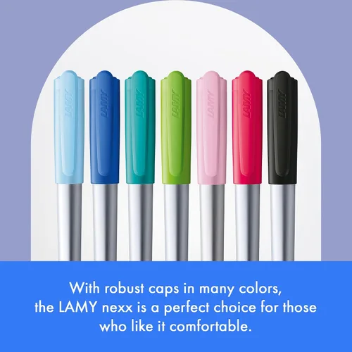 Miniatura 6 de LAMY nexx azure - Pluma estilográfica con empuñadura antideslizante y punta de acero pulido en tamaño M - cuerpo triangular de aluminio - incluyendo