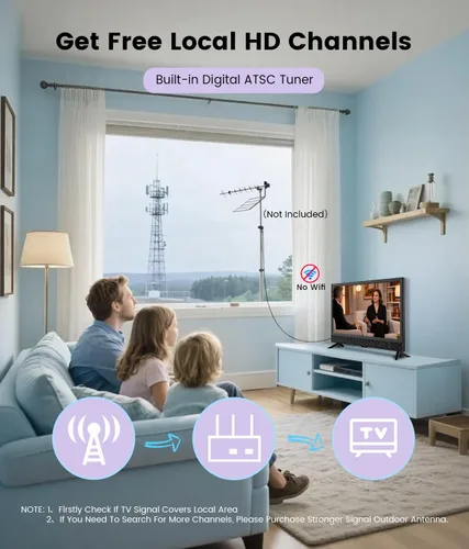 Miniatura 3 de Feihe TV de 22 pulgadas, 1080p LED de pantalla ancha HDTV con sintonizadores ATSC digitales, TV de pantalla plana con HDMI/VGA/RCA/USB para cocina