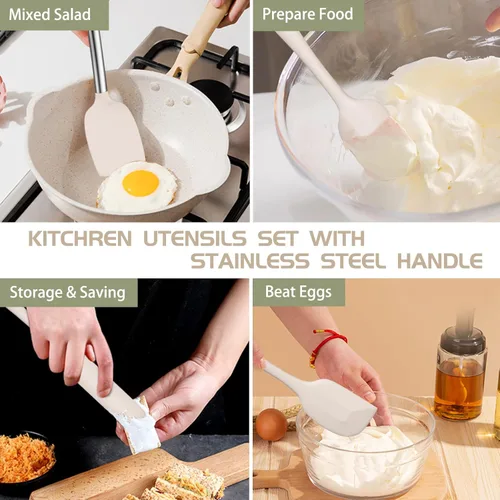 Miniatura 3 de Umite Chef - Juego de utensilios de cocina de acero inoxidable, 15 piezas, utensilios de cocina antiadherentes, espátula, utensilios de cocina, Caqui