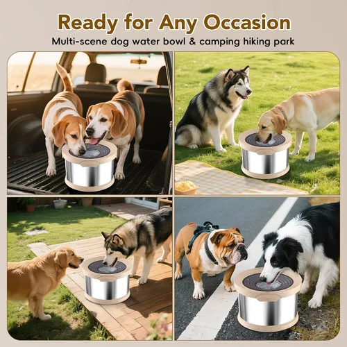 Miniatura 5 de UPSKY Cuenco de agua para perros sin derrames 8L acero inoxidable, 2.1 galones gran capacidad cuencos para perros a prueba de derrames