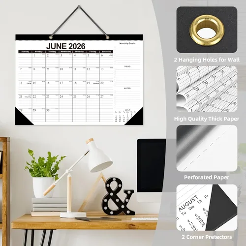 Miniatura 6 de 2026 Calendario de escritorio Calendarios de escritorio 2026-2027 Calendario de pared de 18 meses desde enero de 2026 hasta junio de 2027, papel