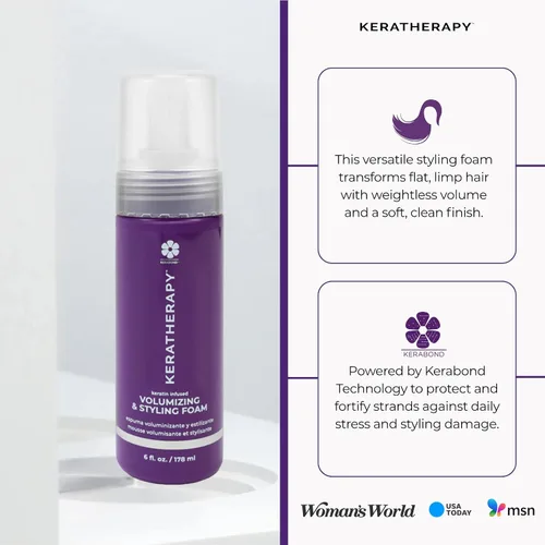 Miniatura 7 de KERATHERAPY Espuma nutritiva voluminizadora con infusión de queratina, 6 onzas líquidas, 6.0 fl oz, espuma para peinar el cabello con aceite