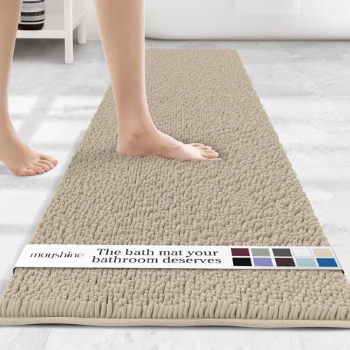 Miniatura 45 de MAYSHINE Alfombra de Baño de Chenilla Afelpada Extra Suave, Súper Absorbente, Alfombra de Baño Antideslizante Microfibra Esponjosa