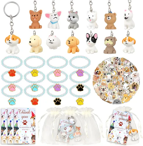 BANBALLON Recuerdos de fiesta para cachorros con bolsas de regalo, etiquetas de agradecimiento, calcomanías para fiesta de patas, suministros de
