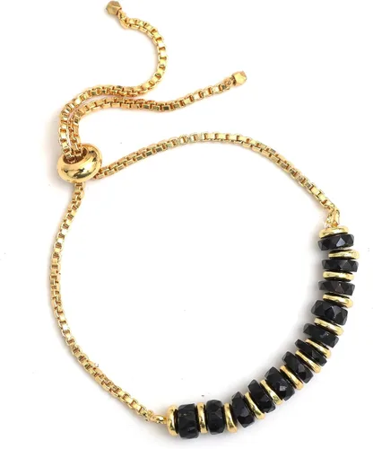 Miniatura 62 de Natural Heishi Beads With Spacers Slider Bracelet Gemstone Healing Jewelry With 14k Yellow Gold Plated 8- Inch Adjustable Length