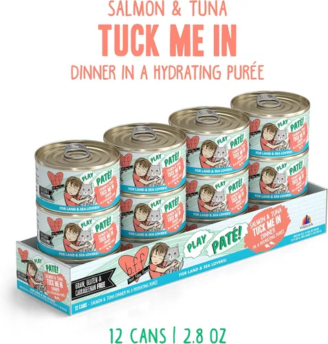 Miniatura 2 de Weruva B.F.F. Play – Best Feline Friend Paté Lovers, Aw Yeah!, Salmon & Atún Tuck Me in with Salmon & Tuna, lata de 2.8 oz (paquete de 12)