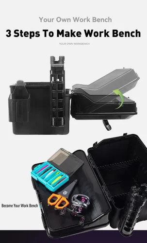 Miniatura 2 de KINGDOM Caja de almacenamiento de equipo de pesca anticaídas y resistente a la presión, capacidad de dos capas, hebilla independiente de 4.0 lbs