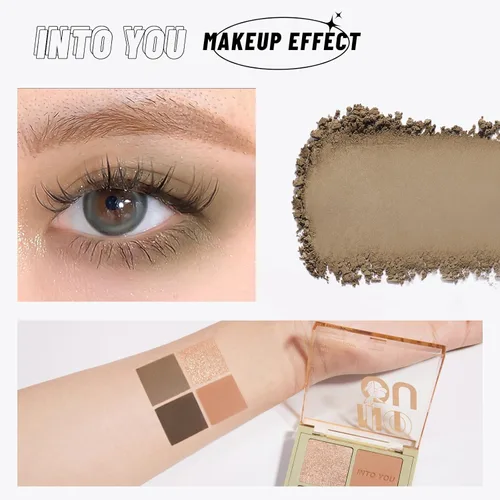 Miniatura 3 de INTO YOU Paleta de sombra de ojos nude, 4 colores mate, paleta de sombra de ojos brillante y brillante, pigmentos neutros cálidos desnudos, sombra