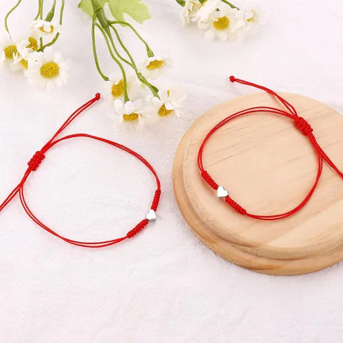 Miniatura 5 de Regalos para el día de la madre para mamá, hilo rojo, para madre e hija, juego de 2 pulseras de corazón a juego para mamá y yo, pulsera roja