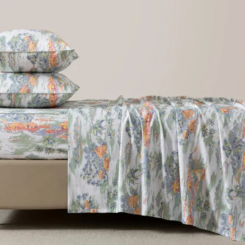 Miniatura 12 de FADFAY Juego de sábanas King con temática de playa, 100% algodón, ropa de cama costera súper suave, ropa de cama náutica de conchas marinas y Aqua