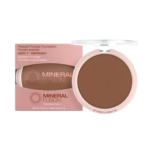 Miniatura 18 de Mineral Fusion Base de maquillaje en polvo prensado, Deep 1, piel media/bronceada con matices dorados, maquillaje de base que desafía la edad