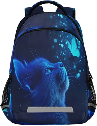 Miniatura 11 de ALAZA Mochilas de viaje con diseño de mariposa, luna y estrella, color azul turquesa, mochila escolar para hombres, mujeres, adolescentes y niños
