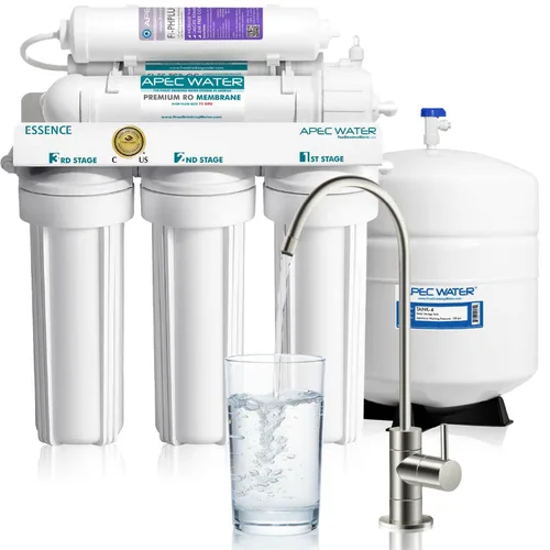 APEC Water Filtro de agua de ósmosis inversa, sistema de ósmosis inversa de 6 etapas, certificado WQA para eliminar impurezas de 1K+,