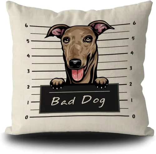 Miniatura 10 de Fundas de almohada de perro pastor alemán de 16 x 16 pulgadas, decoración de animales de perro malo, fundas de almohada de lino para sofá