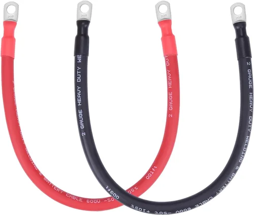 Miniatura 31 de Cable de batería flexible de 1/0 AWG con terminales de 3/8" - Alambre de cobre puro OFC para inversor y soldadura para automotriz, solar, RV