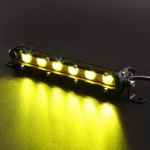 Miniatura 6 de AUXTINGS 2 x 7 pulgadas 30 W amarillo ámbar de una sola fila LED barra de luz 3000 K perfil bajo ultra delgado mini haz de inundación LED