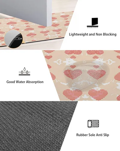 Miniatura 2 de Tapete de baño con diseño geométrico de rayas amorosas para bañera, antideslizante, de secado rápido y absorbente, de tierra de diatomeas, tapete
