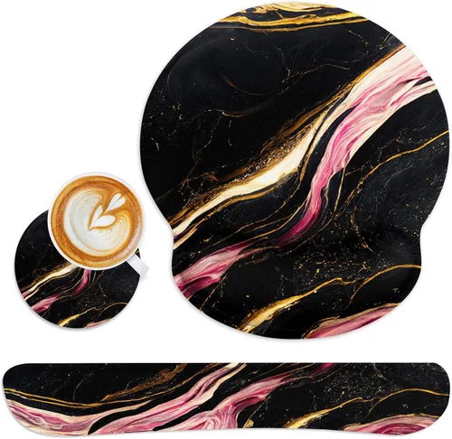 Miniatura 16 de Britimes Juego de alfombrillas ergonómicas para mouse con reposamuñecas, cielo nocturno abstracto, base de goma antideslizante, soporte para muñeca