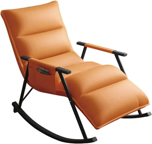 Miniatura 9 de Adjustable Leather Recliner Chair with Footrest Ergonomic Rocking Chair for Living Room Stylish ge Upholstered Lounge Chair with Storage Amarillo