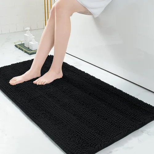 Miniatura 117 de Grandaily Alfombras de baño de felpilla a rayas de 24 x 16 pulgadas, extra gruesas y suaves, absorbentes, parte trasera de goma, alfombra de ducha