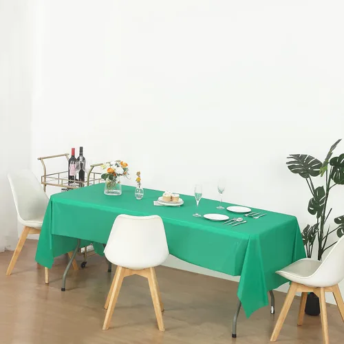 Miniatura 3 de Evershine Paquete de 4 fundas de mesa/manteles de plástico resistente (reutilizables) (rectángulo 54" x 108", verde esmeralda)