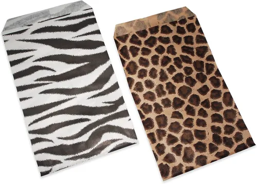 Miniatura 2 de CuteBox Bolsas de regalo de papel plano de cebra / leopardo, 100 unidades (4 x 6 pulgadas) para mercancía, manualidades, recuerdos de fiesta