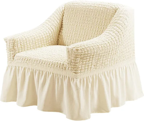 Miniatura 38 de Jeloris Funda Protectora Elástica para Sofá de Dos Plazas de Fácil Ajuste con Falda, Protector de Muebles Universal Duradero Lavable de Alta Beige