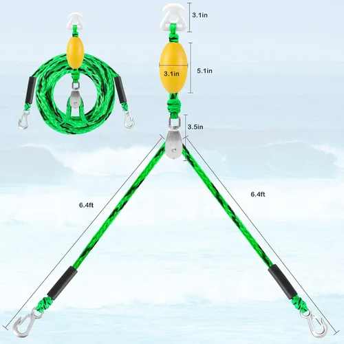 Miniatura 2 de Arnés de remolque resistente para deportes acuáticos con anillos en D, arnés de remolque de barco para tubo remolcable, esquí acuático, wakeboard