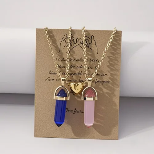 Miniatura 8 de Collar magnético de corazón dividido a juego para parejas, colgante de atracción mutua de cristal, regalo de joyería de amistad para mejores amigos