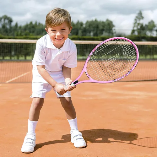Miniatura 6 de Raqueta de tenis para niños y jóvenes, raqueta de tenis juvenil de 19/21/23/25 pulgadas con cubierta, adecuada para principiantes niños y niñas de 3