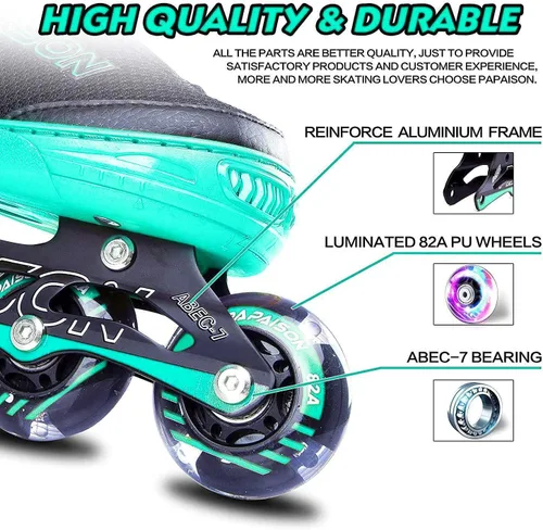 Miniatura 5 de PAPAISON Patines en línea ajustables para niños y adultos con ruedas completamente iluminadas, patines de ruedas para exteriores para niñas y niños