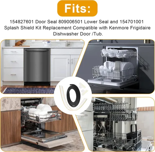 Miniatura 5 de 154827601 Kit de sello de puerta de lavavajillas para Frigidaire - Juego de repuesto incluye junta de puerta 154827601, sello inferior 809006501