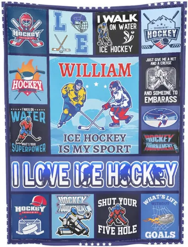 Miniatura 8 de Regalos personalizados de hockey sobre hielo para adolescentes, niños y niñas, mantas de franela premium personalizadas para amantes del hockey
