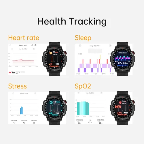 Miniatura 4 de Reloj inteligente para hombres y mujeres, llamada Bluetooth, pantalla táctil de 1.43 pulgadas, rastreador de actividad física con frecuencia