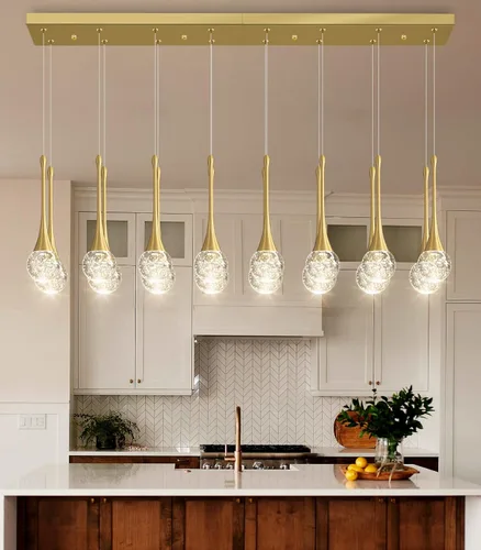 Miniatura 4 de 16 Luces Moderna Lámpara de Techo de Cristal Glam para Techo Alto, Lámpara Colgante LED Regulable para Escalera, Vestíbulo, Entrada, Sala de Estar