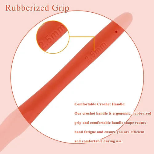 Miniatura 4 de Gancho de ganchillo para principiantes de 2.5mm, ganchos de ganchillo con mango ergonómico para manos artríticas, agujas de tejer cómodas y suaves