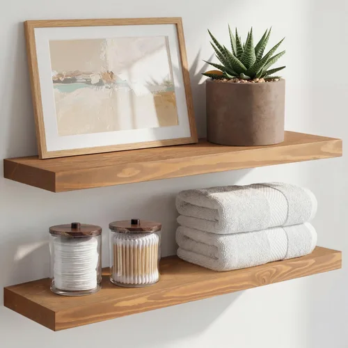 Miniatura 42 de Homeforia Estante flotante blanco de 48 pulgadas, estantes flotantes de madera maciza de alta gama de 48 pulgadas de largo para montaje en pared