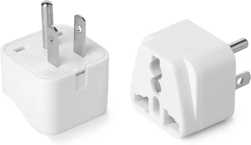 Bates - Adaptador universal de enchufe de viaje, paquete de 2, convierte enchufes de la UE/Reino Unido y Asia a enchufe de EE. UU., adaptador de