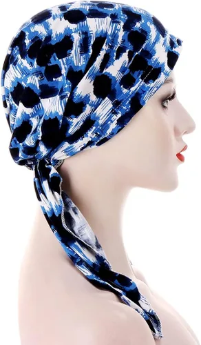 Miniatura 4 de Qhome - Pañuelo de cabeza con diamantes de imitación para mujer, gorra de quimioterapia, bandana de elastano Du Rag