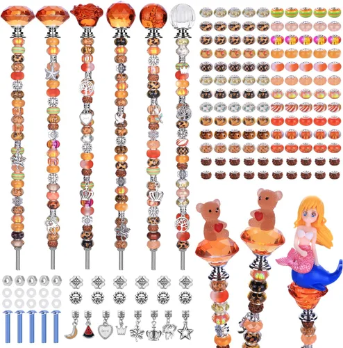 Miniatura 14 de Kit de 158 piezas de varitas de hadas de bricolaje para jardín, múltiples esquemas de color con cuentas europeas, cristales y puntas de diamante