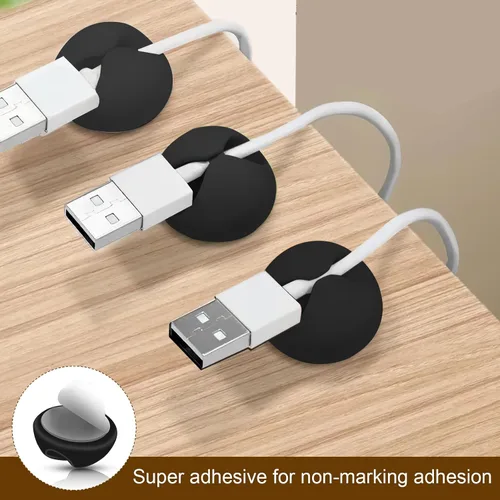 Miniatura 5 de Organizador de cables, organizador de cables, soporte de silicona compacto para organizar escritorio, mesita de noche, cargador de teléfono