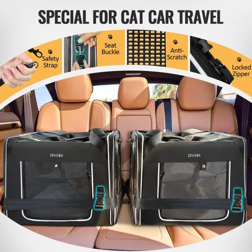 Miniatura 6 de Petskd Transportador de mascotas combinable para gatos grandes o perros medianos, transportador grande de 18 x 17 x 17 pulgadas para viajes