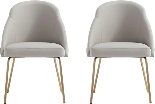 Miniatura 11 de Manhattan Comfort Gracie - Juego de 1 sillas de comedor modernas de piel sintética, asiento tapizado de piel sintética, patas de acero, espuma