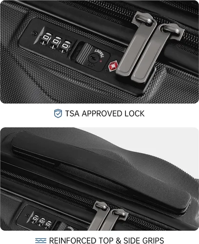 Miniatura 8 de BAGSMART Equipaje de viaje para equipaje de mano, Negro -, Cerradura Tsa