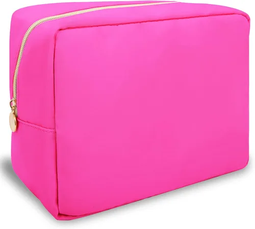 Miniatura 94 de izuzta Bolsa de maquillaje pequeña de nylon para bolso, linda bolsa de cosméticos con cremallera, bolsa de maquillaje preppy, Azul, Mini 2-Azul
